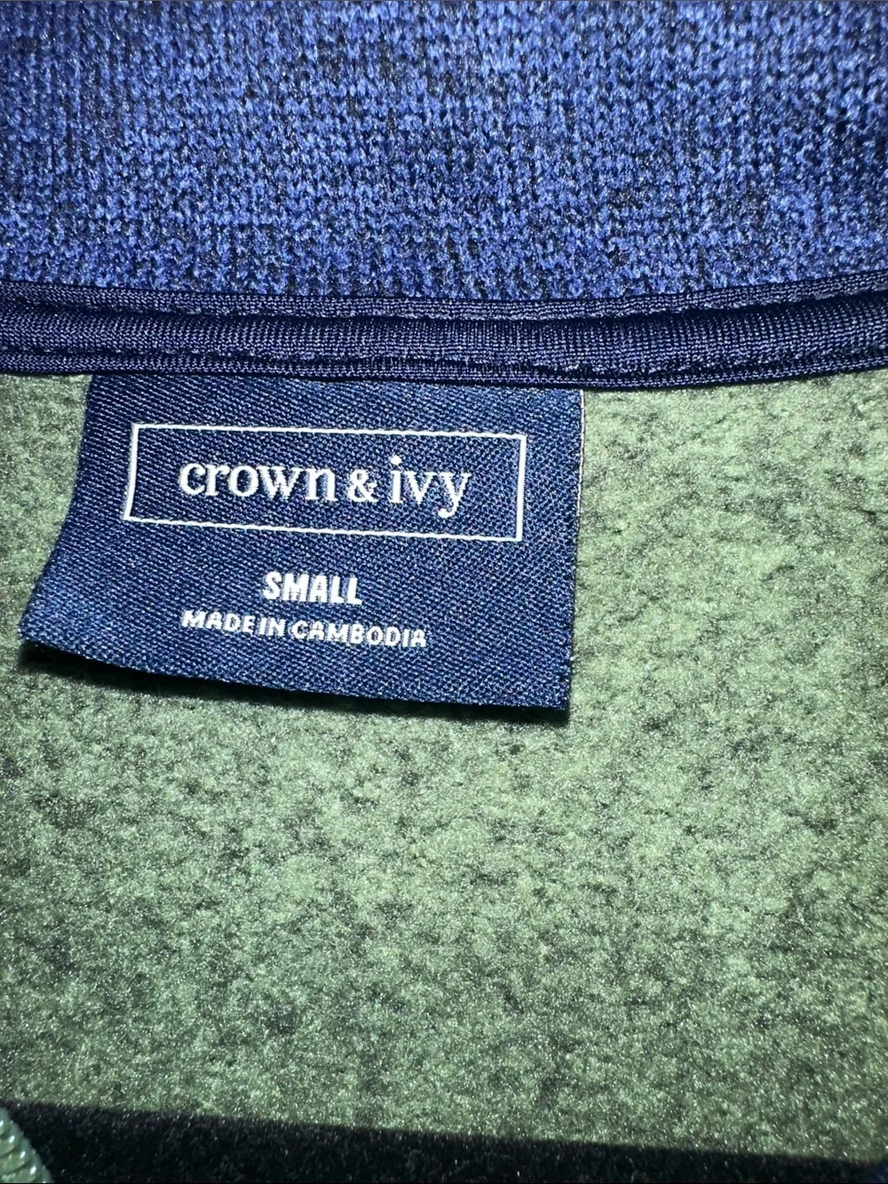 crown & ivy Olive Green Quarter-Zip Sweater Pullover